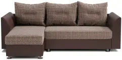 Угловой диван-кровать Ария Скала раскладной 225х78х150 см левый угол Корфу коричневый и экокожа шоколад