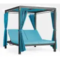 Садово-пляжный шезлонг с крышей и занавесками Tagliamento Enigma, цвета антрацит и голубой