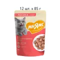 Влажный корм для стерилизованных кошек Мнямс, с лососем, 12 шт. х 85 г (кусочки в соусе)