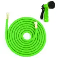 Шланг поливочный удлиняющийся с распылителем - 10-50 метров, зеленый