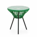 Кофейный стол KORNERA Акапулько, каркас черный, искусственный ротанг зелёный