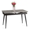 Стол обеденный кухонный TetChair Лорд Грей, 140-200x85x75см, столешница керамика (глянцевая)/опоры металл, серый/черный