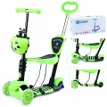 Самокат-трансформер 3 -х колесный детский, городской, со съемным сиденьем и ручкой. Зеленый