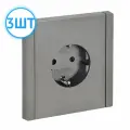 Розетка IEK FORTE&PIANO с заземлением безвинтовое крепление 16А FP514 сталь FP-R11-16-1-K46 (комплект из 3шт.)