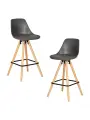 Стул барный DOBRIN Набор 2 шт Стул полубарный DOBRIN RONNI, ножки светлый бук, тёмно-серый (GR-04) арт. LMZL-PP759A-1-N_LB-MTR_EL-GR-04