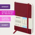 Блокнот малый формат (100x150 мм) А6, BRAUBERG Metropolis Ultra, под кожу, 80 л, клетка, красный, 111026 (111026)