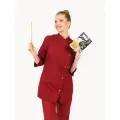 Китель повара женский вилан, бордовый, на кнопках, размер 60-62, рост 158-164