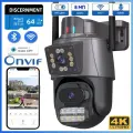 8MP 4K PTZ IP-камера + 64 ГБ Карта памяти с двумя объективами и несколькими видами Night Vision Outdoor Wifi Surveillance Camera ICsee