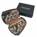 Маникюрный набор Zinger 7103, 6 предметов, медицинская сталь, серебристый/коричневый клетка