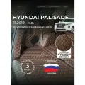 3D коврики из экокожи в багажник для Hyundai Palisade LX2 с капитанскими креслами (1 п-е, 2018 - н. в) / 3Д коврики из экокожи в багажник для Хендай Палисад с капитанскими креслами (1 п-е, 2018 - н. в)