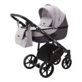 Коляска универсальная Adamex Bibione LUX 3 в 1, BI-PS13 - серо-сиреневая, темно-фиолетовая кожа