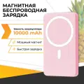 Повербанк с быстрой беспроводной зарядкой / Магнитный внешний аккумулятор Power Bank с MagSafe для телефона / 20W 10000mAh / Розовый