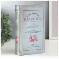 Шкатулка книга-сейф «Лопе де Вега. Драматические произведения», дерево, искусственная кожа, серая, 21×13×5 см