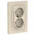 30 шт. Systeme Electric AtlasDesign Бежевая, Розетка c заземлением двойная, со шторками, 16А, в сборе, ATN000226