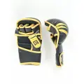 Перчатки для ММА RagE Fight Gear, черно-золотые, искусственная кожа, M