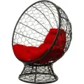 Кресло M-group кокос на подставке с ротангом чёрное, красная подушка