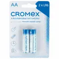 Батарейки алкалиновые пальчиковые комплект 2 шт, CROMEX Alkaline, АА (LR6, 15А), блистер, комплект из 24 шт, 457128