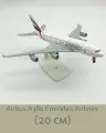 Модель самолета металлическая 16 см, Airbus А380 Emirates, фабричное производство, на подставке