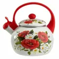 Чайник со свистком Metalloni EM-1321 Маки эмалированный, 2.5 л