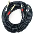 Шнур 2 х 6.3мм штекер моно - 2 x RCA штекер позолоченный OD4.0x8.0мм, длина 3.0 метра