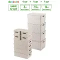 Корзинка, коробка для хранения, с крышкой 12 шт Береста 3 л (4 шт), 7,5 л (4 шт), 14 л (4 шт) EL Casa, цвет латте, набор