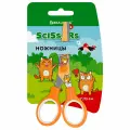 Ножницы детские Brauberg Kids, 130мм, оранжевые, с цветной печатью Котики, закругленные (238351), 12шт.
