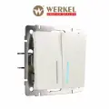Проходной двухклавишный выключатель/переключатель с подсветкой Werkel W1122113 перламутровый рифленый IP20