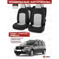 Чехлы на сиденья автомобильные PSV для Lada Largus/Лада Ларгус 2021-> дел. 7 п/г, черно-белая экокожа Оригинал