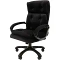 Кресло руководителя, офисное Крочет, на колесиках, с подголовником, 69,5х49х110.5 см, Черный, велюр