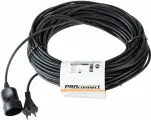 Удлинитель-шнур 1х30м без заземл. 6А IP20 1.3кВт ПВС 2х0.75 черн. PROCONNECT 11-7116