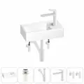 Маленькая раковина в ванную комнату или туалет Wellsee WC Area 202010470 в наборе 5 в 1: узкая раковина 40 см, донный клапан, сифон, смеситель, угловые вентили 2 шт (цвет набора матовый белый)