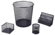 Настольный набор из металла Berlingo Steel&Style, 4 предмета, с корзиной, черный