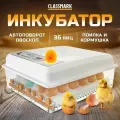 Инкубатор для 36 яиц автоматический Classmark с автоповоротом, терморегулятор и овоскоп, интуитивно понятный интерфейс, белый