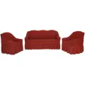 Набор чехлов на трехместный диван и два кресла с оборкой, цвет Терракот