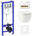 Подвесной унитаз комплект 6 в 1 Lavinia Boho One Compacto 75110074: унитаз, сиденье микролифт, инсталляция, кнопка, шумоизоляция