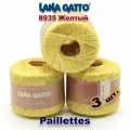 Пряжа Lana Gatto Paillettes// пряжа для вязания с пайетками// Полиэстер: 100% Цвет: 8935, Желтый (3 мотка)
