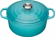 Чугунная эмалированная кастрюля с крышкой Le Creuset, 24 см, 4.2 л, Бирюза (Caribbean) -lj