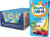 ФрутоНяня 0,2л.*18шт. Нектар Банан Яблоко Вишня Малина ФрутоНяня Россия