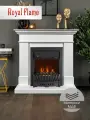 Камин электрический напольный Royal Flame California белый ceramic с очагом Aspen Black, портал из МДФ, очаг с эффектом реального пламени, оборевом 2 кВт, пультом ДУ