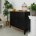 Комод из массива для буфета Пенни (Тумба буфета 22) черный с антиком