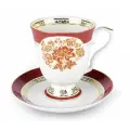 Чайный бокал с блюдцем, 600 мл. Дулёвский фарфоровый завод ДФЗ. Форма Классический, рисунок Золотой букетик. Фарфор.