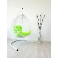 Подвесное кресло для дома и сада 100х106х175 см, Like Ажур. Кресло белое, подушка трапеция салатовая. Подвесное кресло/ Качели садовые/ Кресло садовое подвесное/ Садовые качели/ Качели подвесные/ Подвесное кресло