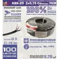 Кабель для видеонаблюдения черный КВК-2П 2Х0,75Cu 100% медь для уличной прокладки (бухта 100м) в комплекте с разъемами BNC и питания