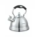 Чайник для плиты со свистком ALBERG AL-3064 3 литра, свисток, из нержавеющей стали 0.5мм, откидная ручка, матовая полировка, индукция