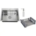 Кухонная мойка Ростовская Мануфактура Сантехники РМС MR-5050 Набор 3 в 1 + корзина раздвижная+ дозатор врезной