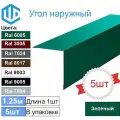 Угол наружный / внешний 200х200 металлический зеленый Ral 6005 (5шт) 1.25м уголок