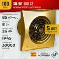 Вентилятор вытяжной Soler & Palau SILENT-100 CZ GOLD, 100 мм, 8 Вт, 26 дБА, 95 м3/ч, малошумный с обратным клапаном, гарантия 5 ЛЕТ, Испания