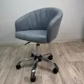 Стул мастера на колесиках, велюр серый