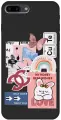 Силиконовый чехол на Apple iPhone 8 Plus / 7 Plus / Эпл Айфон 7 Плюс / 8 Плюс с рисунком Cute Stickers Soft Touch черный