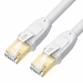 Патч-корд PROF LSZH S/FTP cat.8 40 Гбит/с RJ45 LAN ethernet high speed компьютерный кабель для интернета медный экранированные коннекторы контакты 24K GOLD (GCR-L306) белый 20.0м
